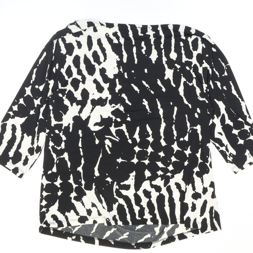Nightingales Womens Black Animal Print Polyester Basic T-Shirt Size 22 Cowl Neck