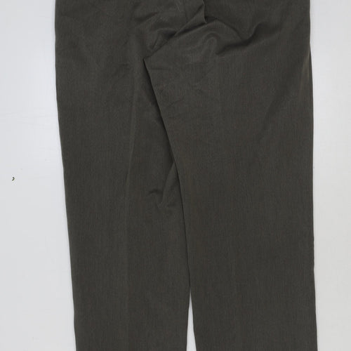 Marks and Spencer Mens Green Polyester Trousers Size 36 in L31 in Regular Hook & Eye