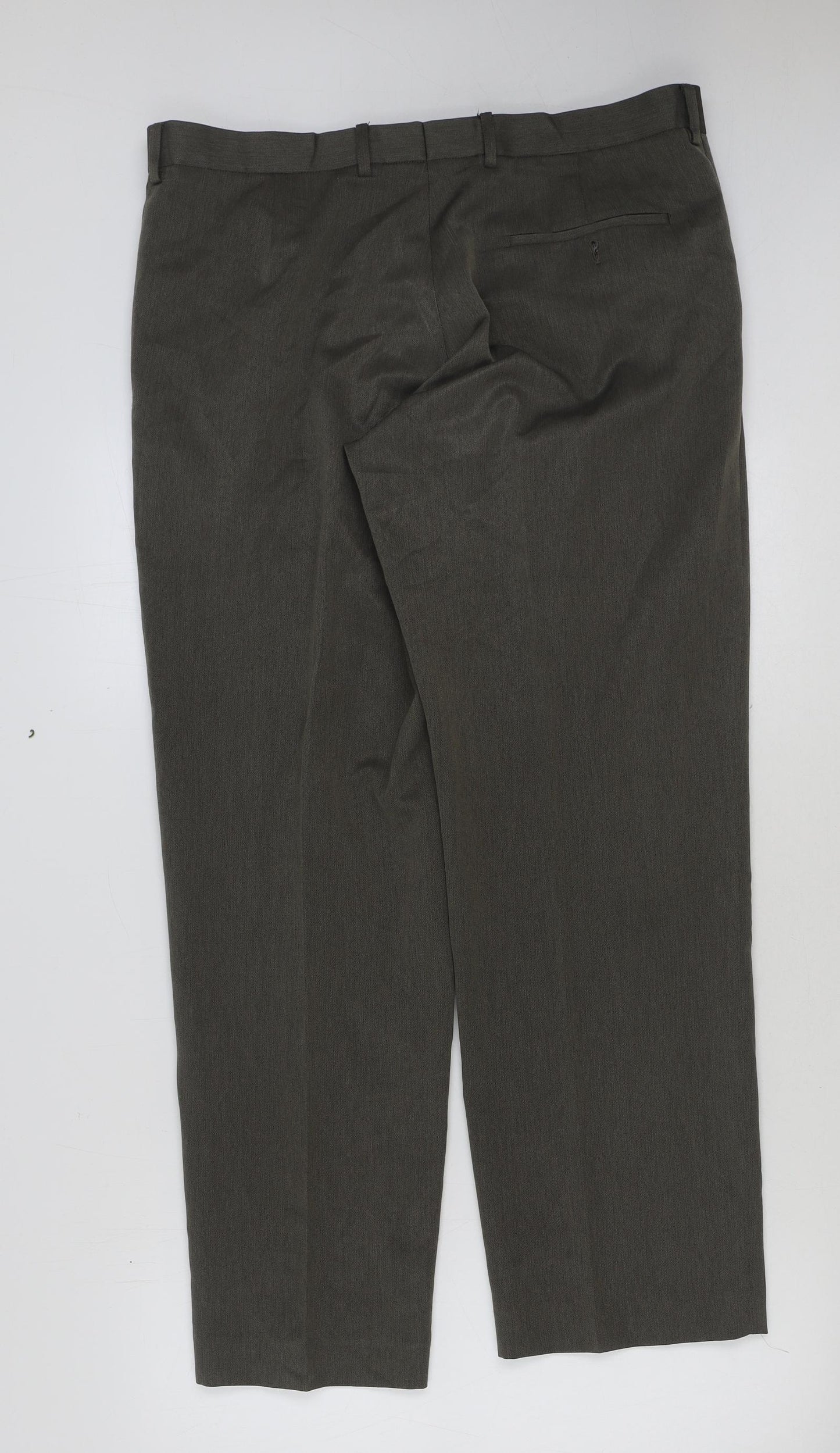 Marks and Spencer Mens Green Polyester Trousers Size 36 in L31 in Regular Hook & Eye