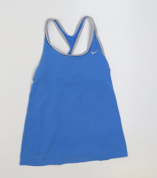 Nike Womens Blue Polyester Basic Tank Size S Scoop Neck Pullover