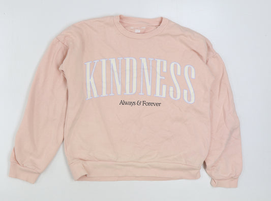 F&F Girls Pink Polyester Pullover Sweatshirt Size 12-13 Years Pullover - Kindness