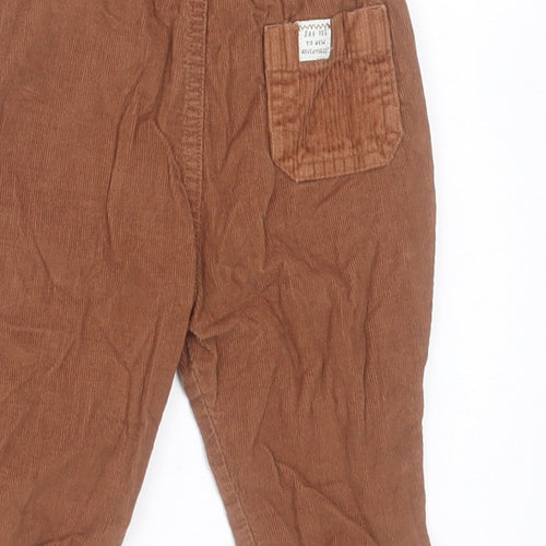 mamas & papas Boys Brown Cotton Capri Trousers Size 6-9 Months Drawstring
