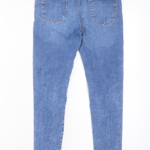 Marks and Spencer Girls Blue Cotton Skinny Jeans Size 10-11 Years Regular Button