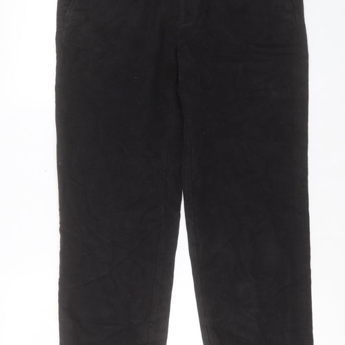 Marks and Spencer Mens Black Cotton Trousers Size 32 in L29 in Regular Button - Short Leg