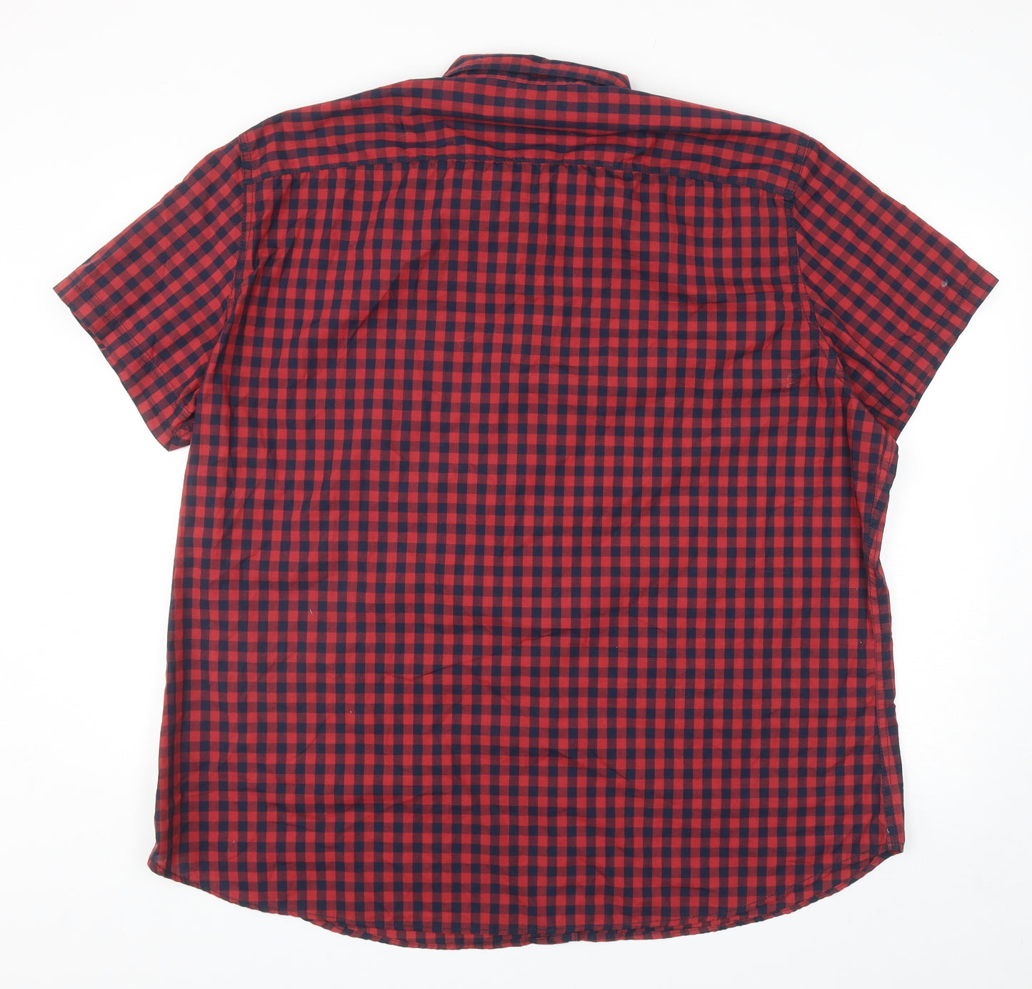 Angelo Litrico Mens Red Check Polyester Button-Up Size 3XL Collared Button