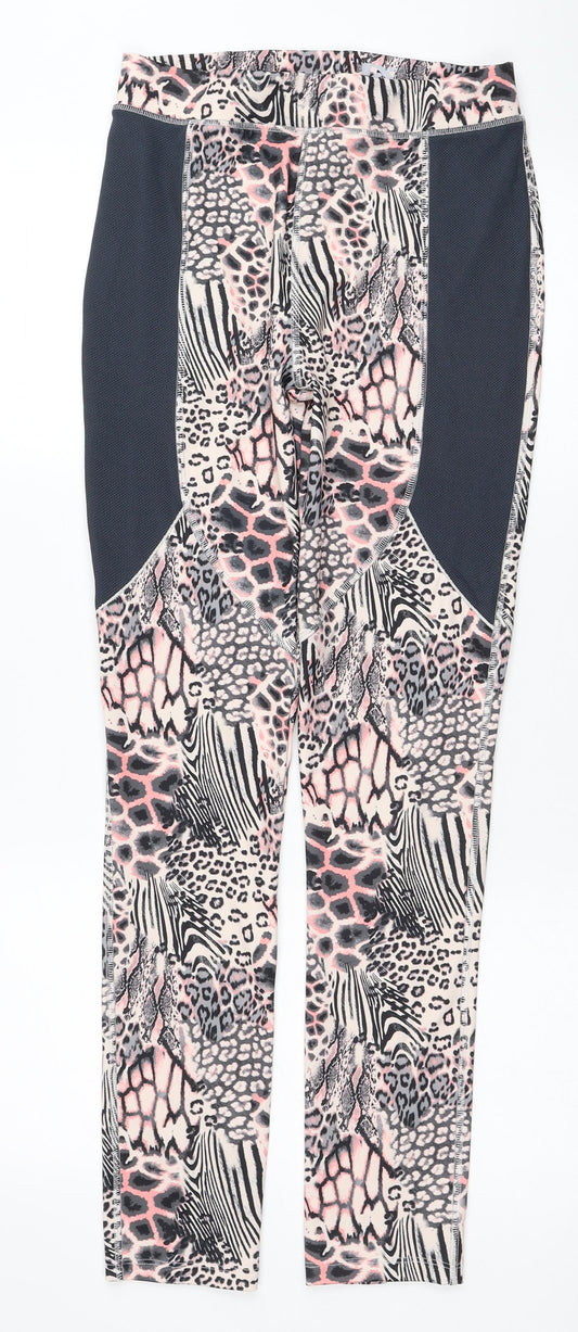 NEXT Girls Multicoloured Animal Print Polyester Pedal Pusher Trousers Size 14 Years L26 in Regular Pullover - Leopard Print