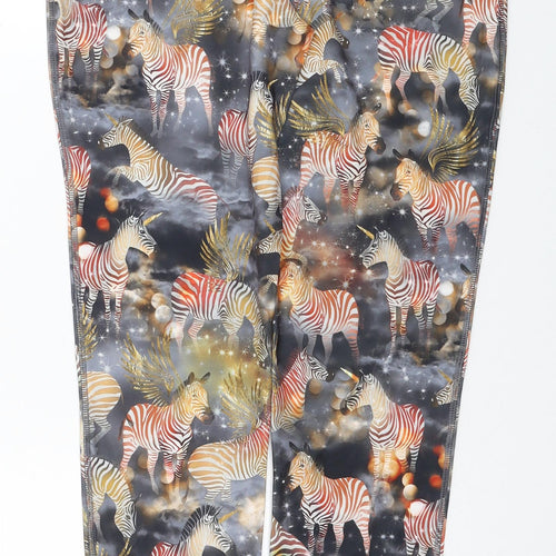 NEXT Girls Multicoloured Animal Print Polyester Pedal Pusher Trousers Size 14 Years Regular Pullover - Zebra Print