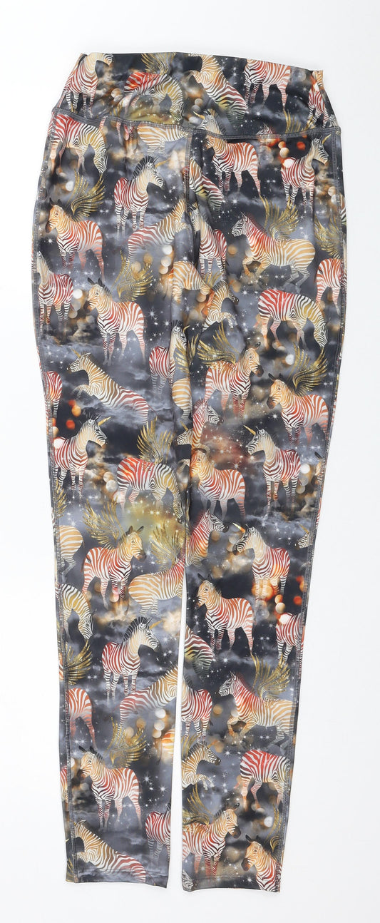 NEXT Girls Multicoloured Animal Print Polyester Pedal Pusher Trousers Size 14 Years Regular Pullover - Zebra Print