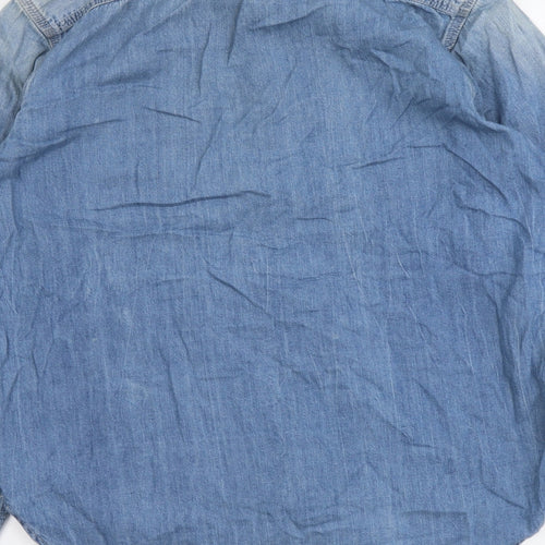 Gap Mens Blue Cotton Button-Up Size M Collared Button