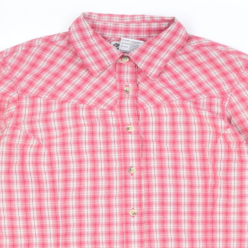 Columbia Womens Pink Plaid Modal Basic Button-Up Size S Collared