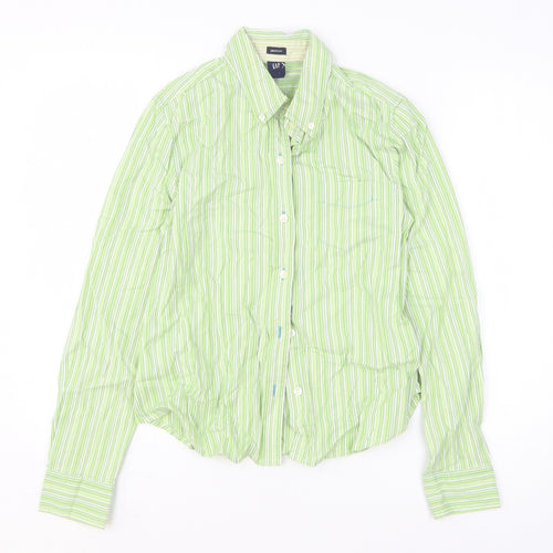 Gap Mens Green Striped Cotton Button-Up Size S Collared Button