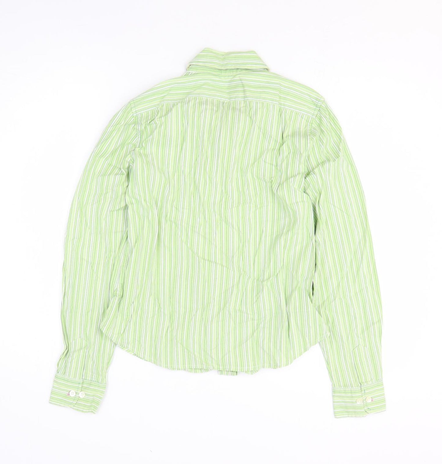 Gap Mens Green Striped Cotton Button-Up Size S Collared Button