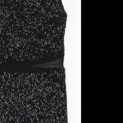 Club L Womens Black Polyester Pencil Dress Size 12 Boat Neck Button