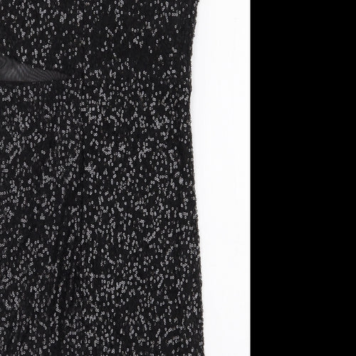 Club L Womens Black Polyester Pencil Dress Size 12 Boat Neck Button