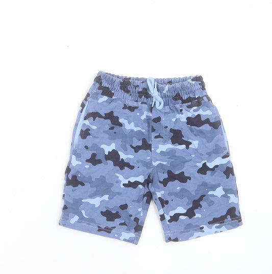 Pep&co Boys Blue Camouflage Cotton Sweat Shorts Size 4-5 Years Regular Drawstring
