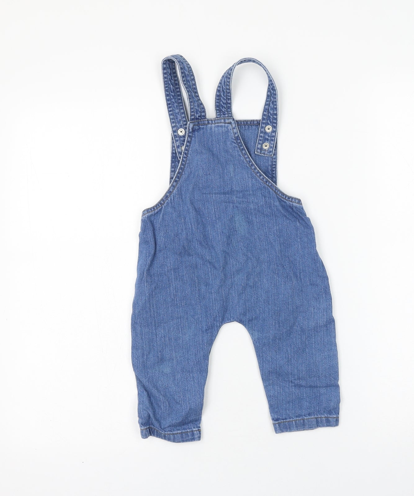 prew Girls Blue Cotton Dungaree One-Piece Size 6-9 Months Button - Size 6-12 Months, Yorkshire Pudding