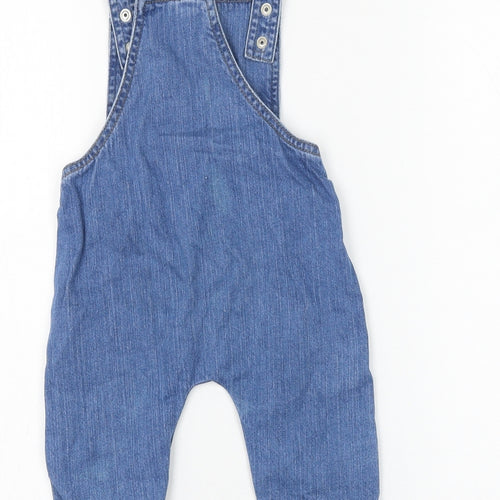 prew Girls Blue Cotton Dungaree One-Piece Size 6-9 Months Button - Size 6-12 Months, Yorkshire Pudding