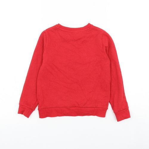 PEP&CO Boys Red Cotton Pullover Sweatshirt Size 4-5 Years Pullover - Reindeer Christmas