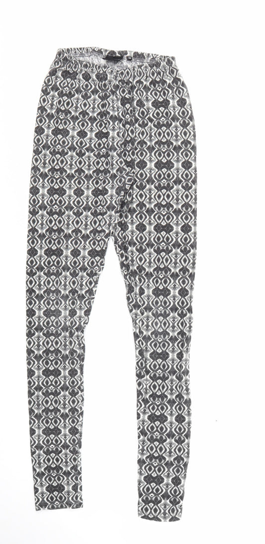 Goldigga Womens Black Geometric Cotton Jegging Leggings Size 10 L28 in