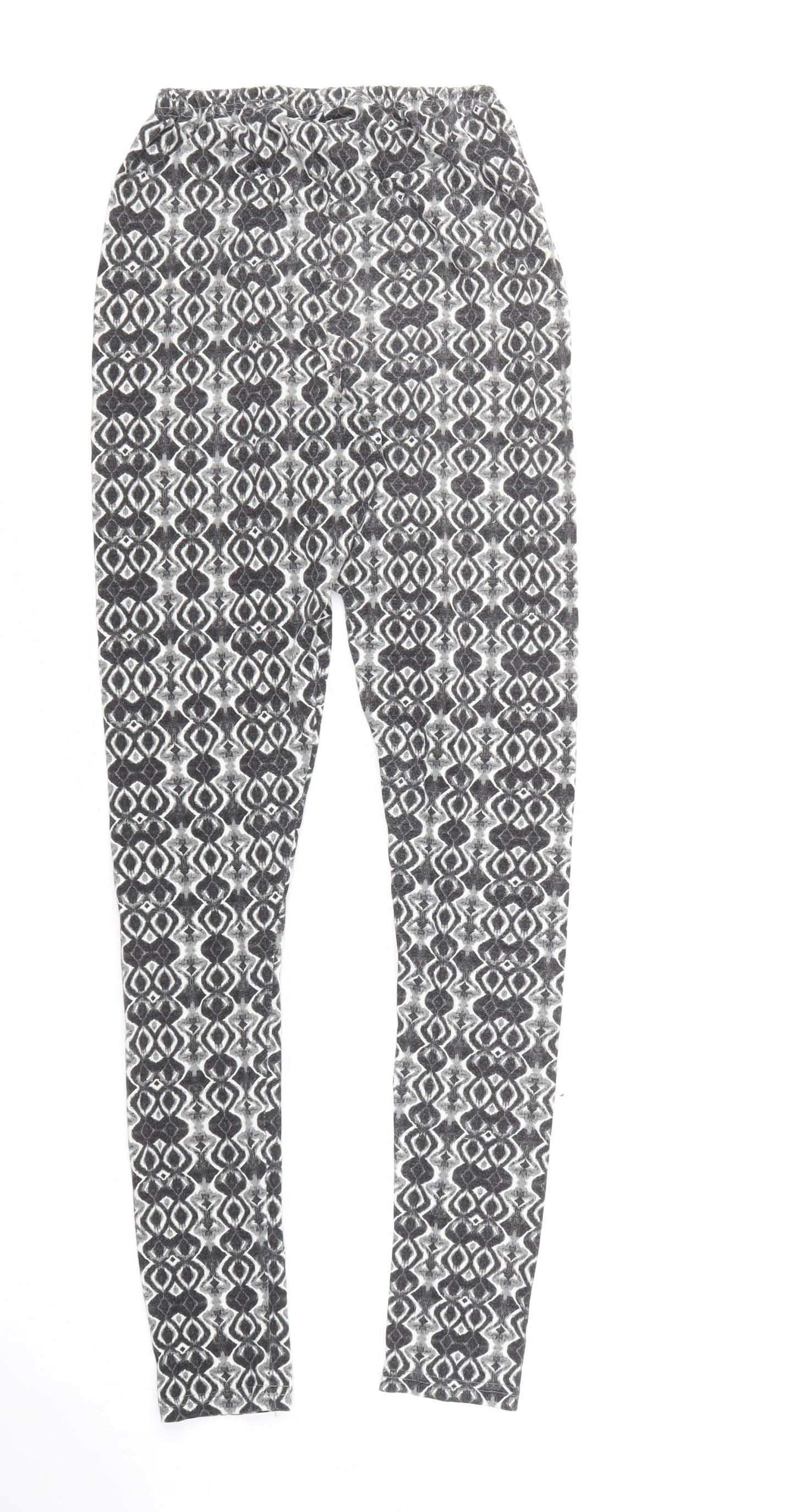 Goldigga Womens Black Geometric Cotton Jegging Leggings Size 10 L28 in