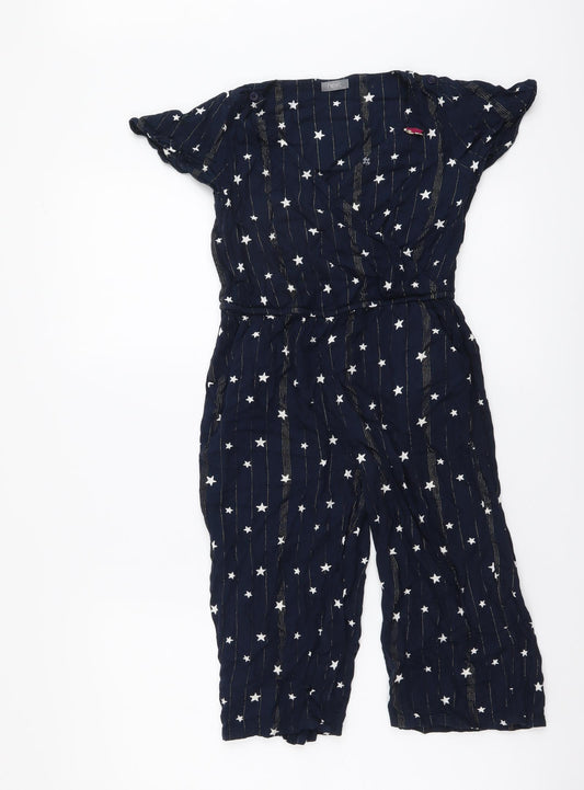 NEXT Girls Blue Geometric Viscose Jumpsuit One-Piece Size 7 Years Pullover - Star Print