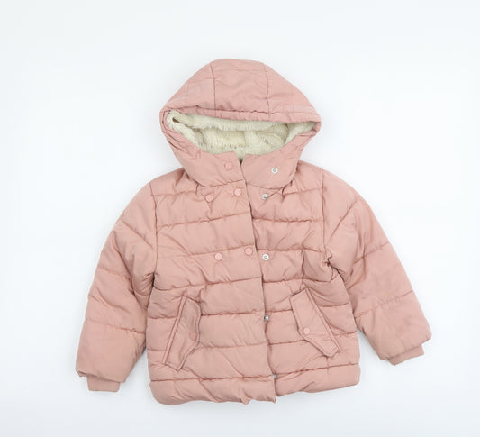 Nutmeg Girls Pink Puffer Jacket Jacket Size 2-3 Years Snap