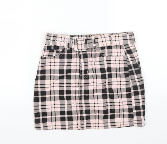 New Look Girls Multicoloured Check Cotton Mini Skirt Size 11 Years Regular Zip