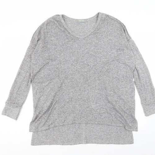 COIN 1804 Womens Grey V-Neck Polyester Pullover Jumper Size L