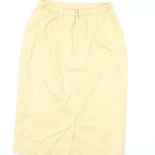 Medici Womens Yellow Viscose Straight & Pencil Skirt Size 14 Zip
