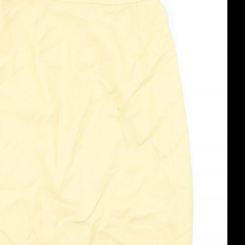 Medici Womens Yellow Viscose Straight & Pencil Skirt Size 14 Zip