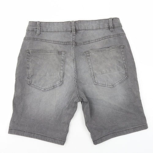NEXT Mens Grey Cotton Chino Shorts Size S L9 in Regular Zip