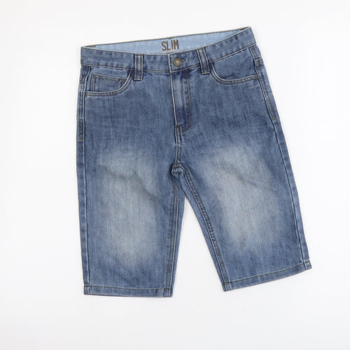 Denim & Co. Boys Blue Cotton Bermuda Shorts Size 10-11 Years Slim Zip