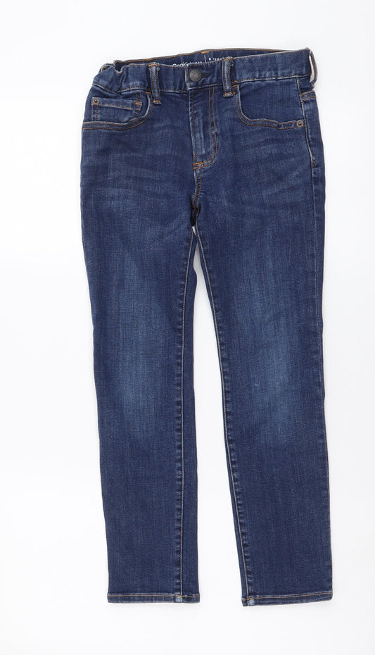 Gap Boys Blue Cotton Straight Jeans Size 8 Years Regular Button