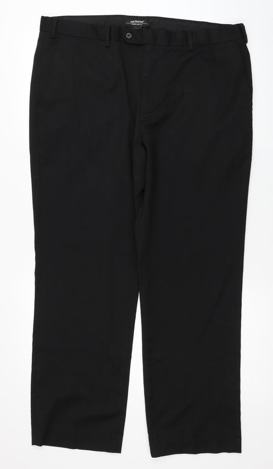 Cedar Wood State Mens Black Polyester Trousers Size 38 in L28 in Regular Zip