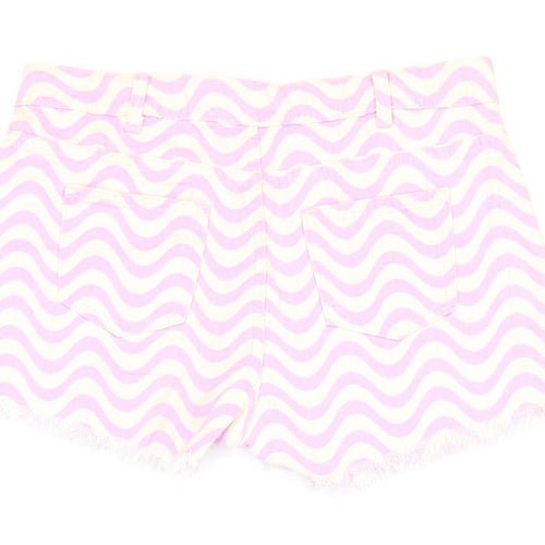Marks and Spencer Girls Pink Geometric Cotton Hot Pants Shorts Size 12-13 Years Regular Zip