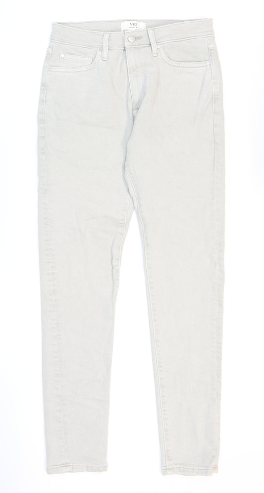 Marks and Spencer Mens Grey Lyocell Skinny Jeans Size 30 in L33 in Regular Zip