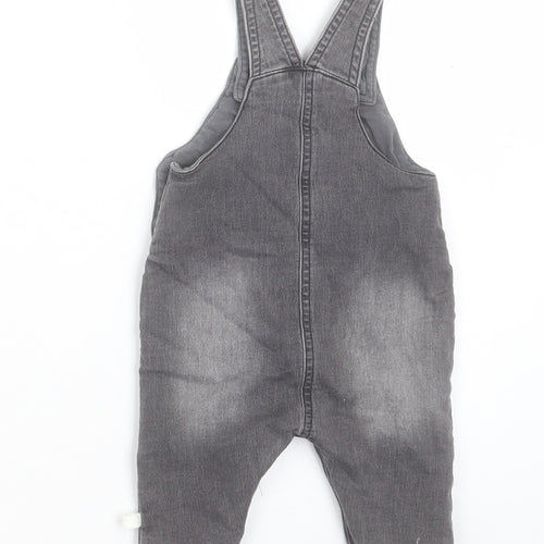 NEXT Boys Grey Cotton Dungaree Outfit/Set Size 0-3 Months Button
