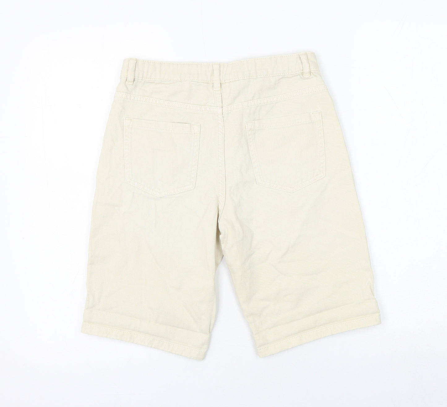Marks and Spencer Girls Beige Cotton Bermuda Shorts Size 12-13 Years Regular Zip