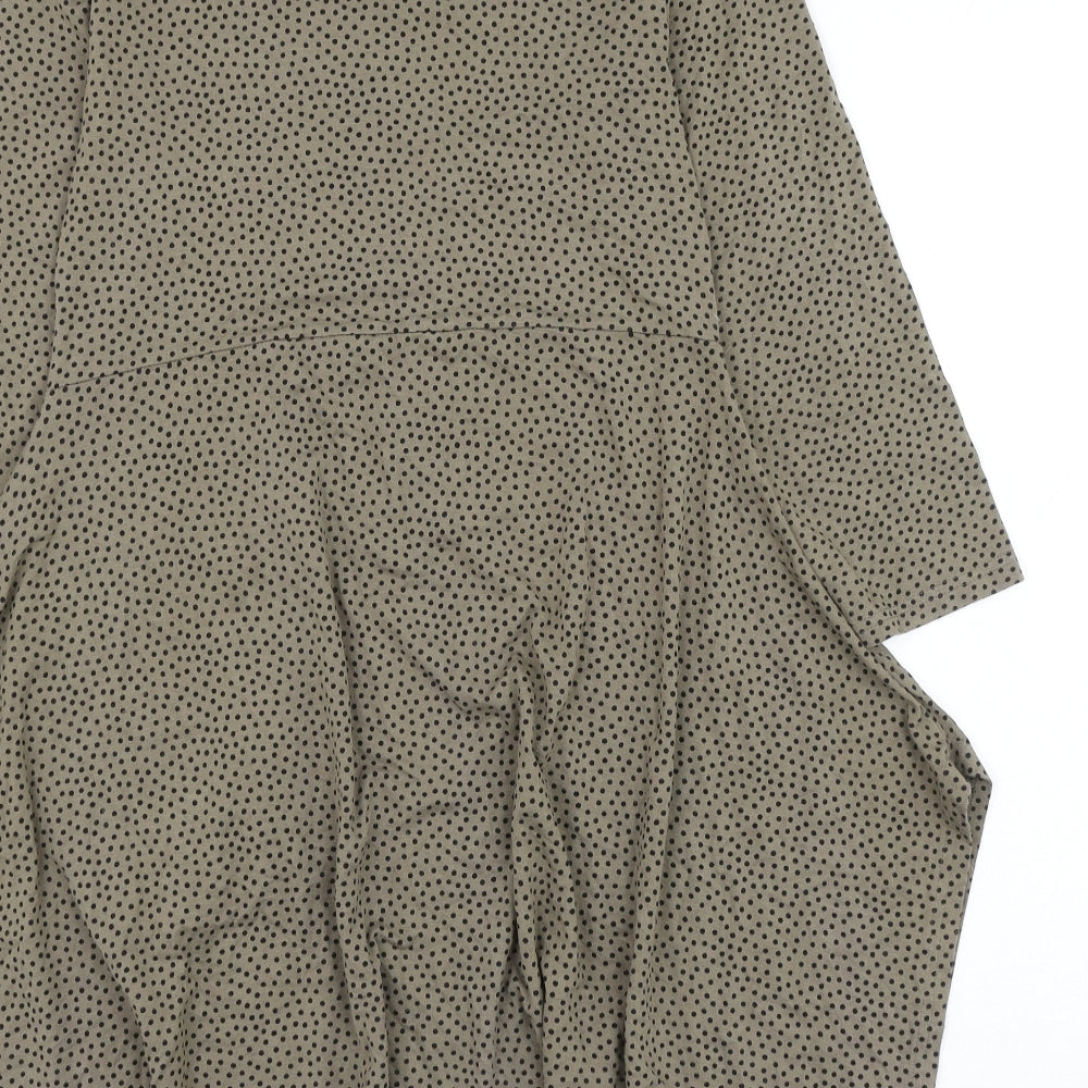 Masai Womens Brown Polka Dot Polyester Tunic Blouse Size S Round Neck - Asymmetric