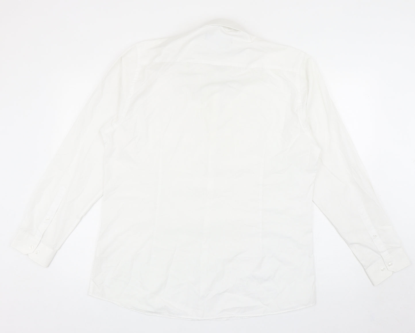 Primark Mens White Cotton Button-Up Size 16.5 Collared Button