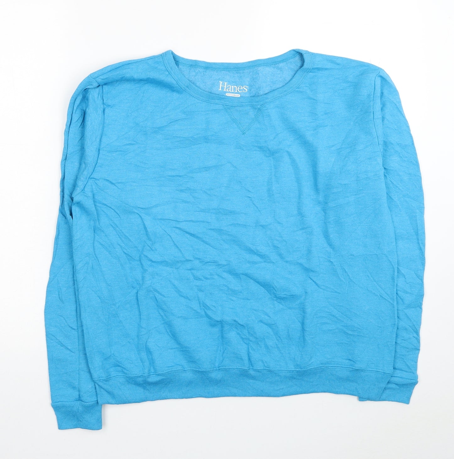 Hanes Womens Blue Cotton Pullover Sweatshirt Size M Pullover