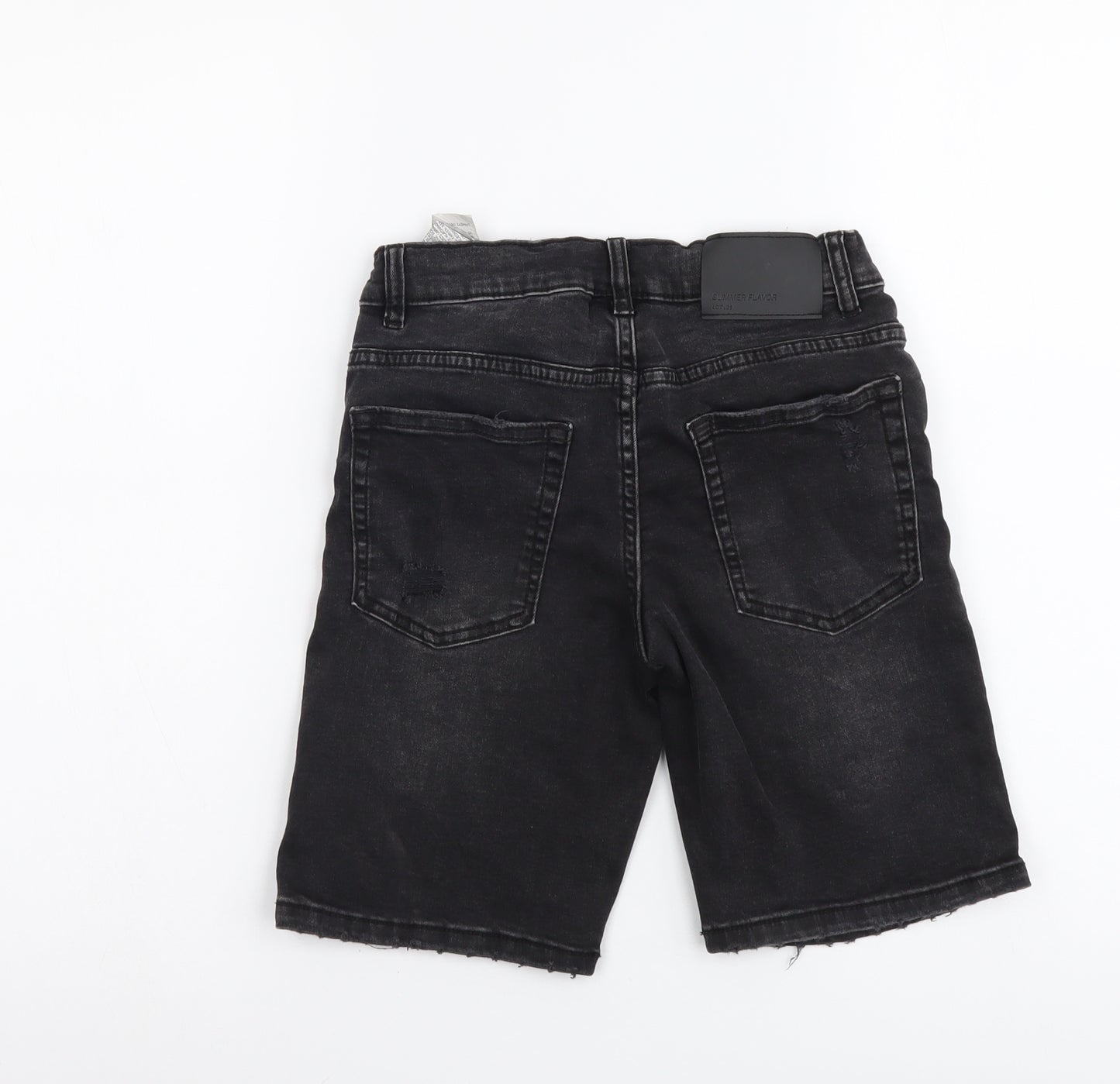 Zara Boys Grey Cotton Bermuda Shorts Size 10 Years Regular Zip - Distressed Look