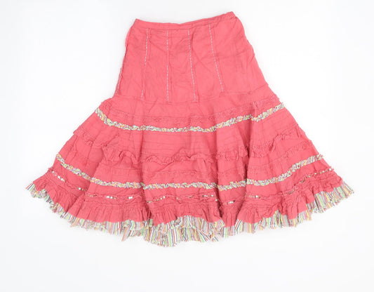 Marks and Spencer Girls Pink Cotton Peasant Skirt Size 7 Years Regular Pull On