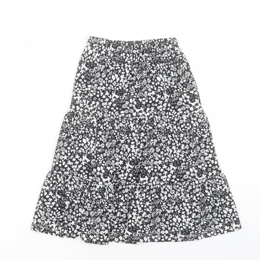 F&F Girls Black Floral Polyester A-Line Skirt Size 8-9 Years Regular Pull On
