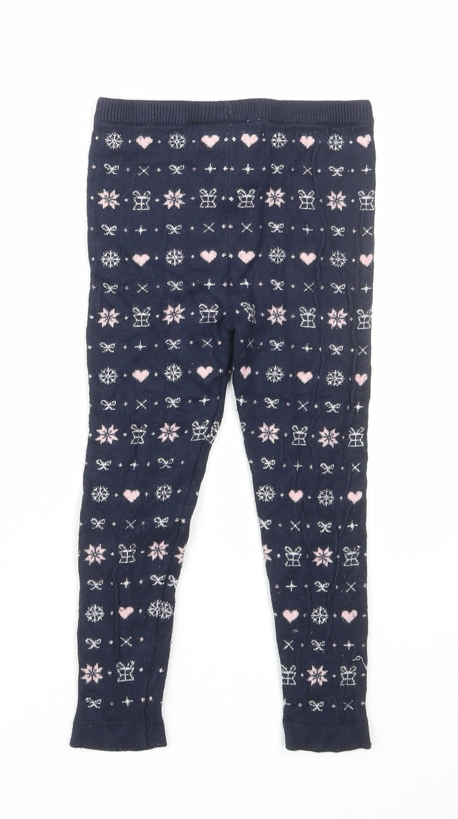 Lupilu Girls Blue Geometric Viscose Carrot Trousers Size 2-3 Years Regular Pullover - Christmas Snowflakes Presents Leggings