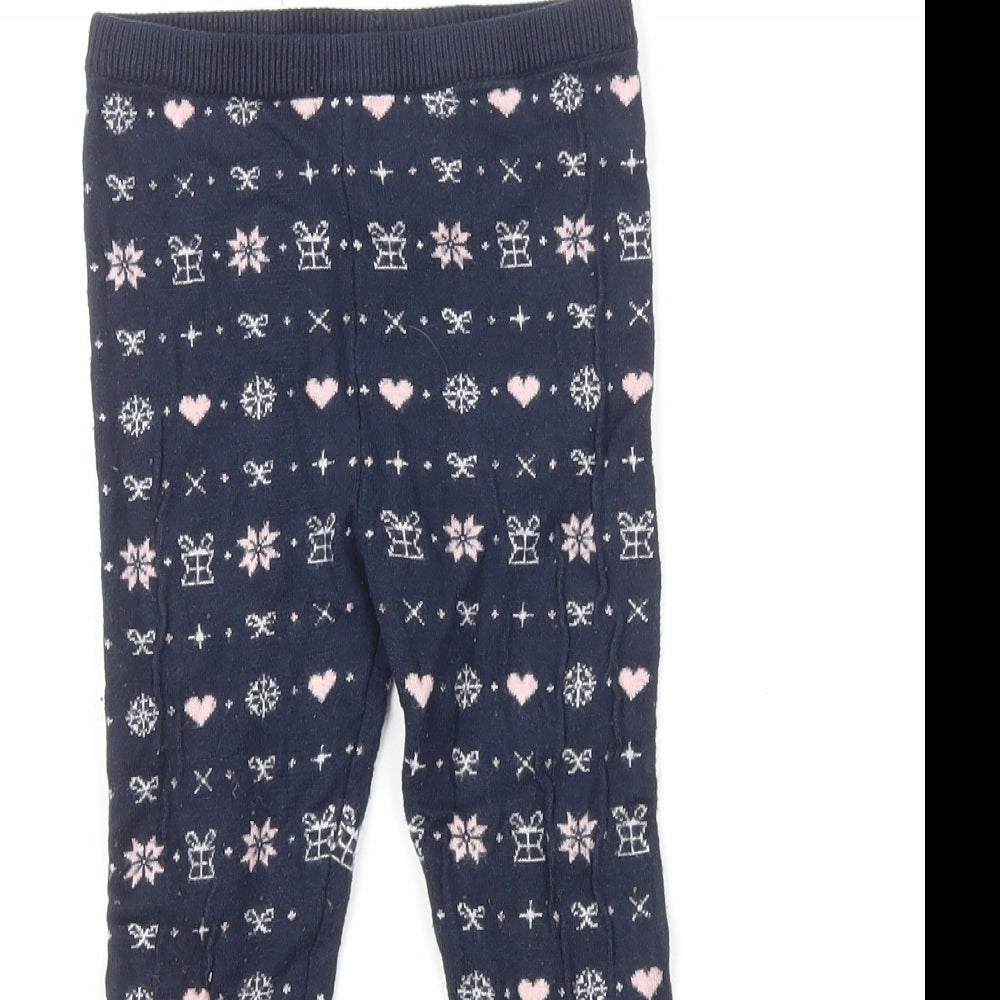Lupilu Girls Blue Geometric Viscose Carrot Trousers Size 2-3 Years Regular Pullover - Christmas Snowflakes Presents Leggings