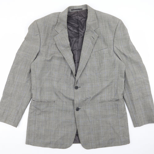 Berwin & Berwin Mens Grey Plaid Jacket Blazer Size 42 Button
