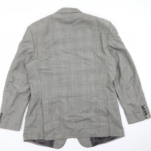 Berwin & Berwin Mens Grey Plaid Jacket Blazer Size 42 Button