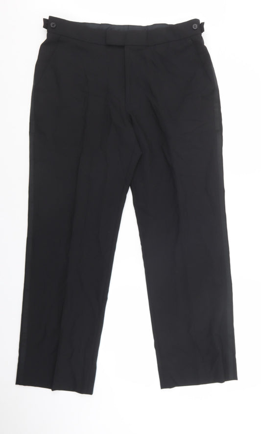 karl jackson Mens Black Polyester Trousers Size 34 in L28 in Regular Tie - Short leg