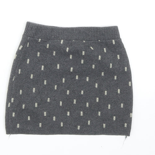 H&M Girls Grey Geometric Cotton A-Line Skirt Size 7-8 Years Regular Pull On